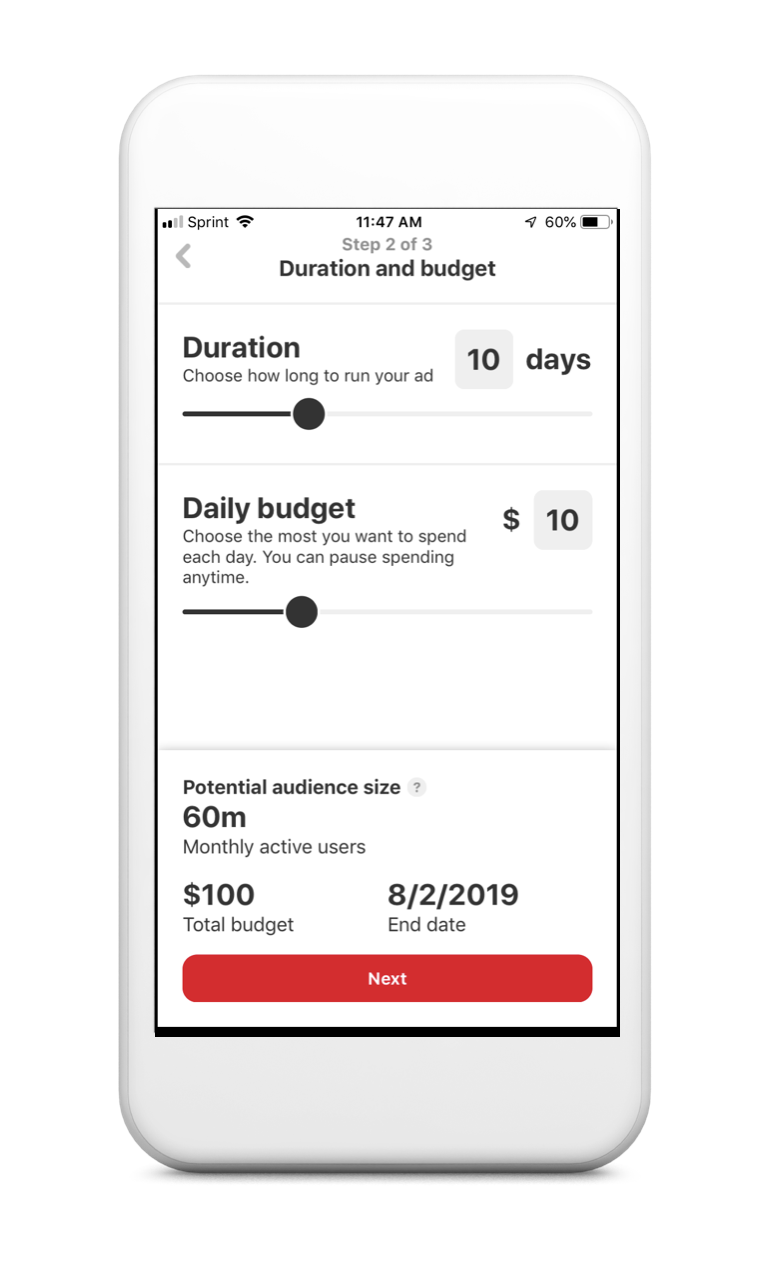 budget pubblicità Pinterest