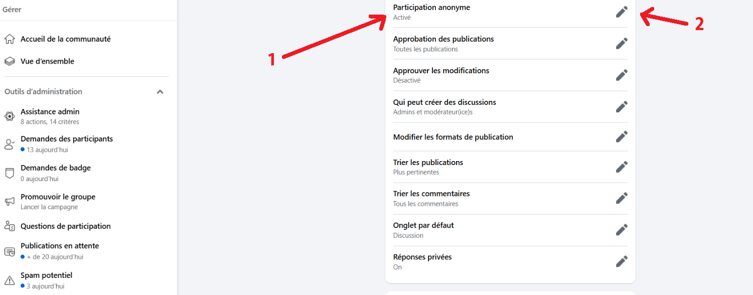 Activation par les administrateurs du groupe